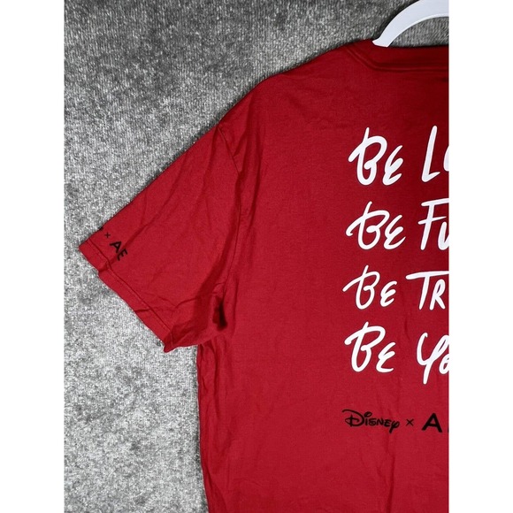 Disney x AE American Eagle Mickey Mouse Be Love Fun True You T-shirt Mens XL Red - Picture 10 of 14